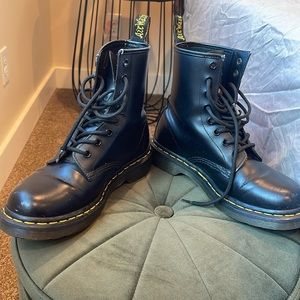 US size 7 Dr. Martens used with some scruff at the front and light cracking.